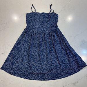 Goodthreads Womens M Blue Georgette Smocked back Cami Mini Tank Sundress Pockets